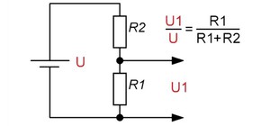 Делитель напряжения с резисторами R1-R2