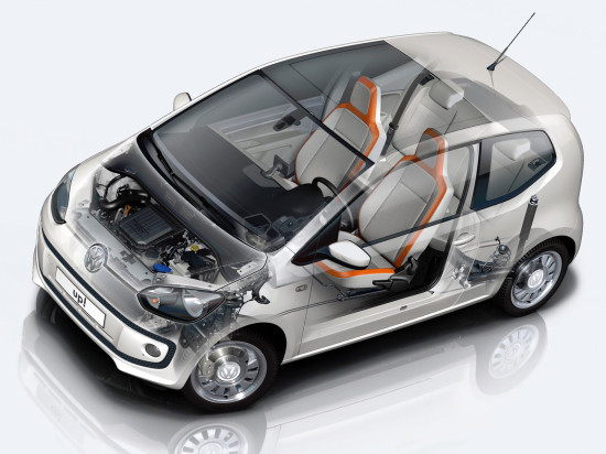 конструктивная схема размещения основных узлов и агрегатов Volkswagen up!