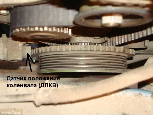 Вид на датчик коленвала ВАЗ-2112