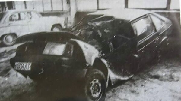 Автомобиль Виктора Цоя после аварии