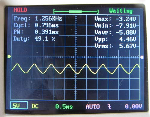 Generated Sine wave on oscilloscope after circuit modification