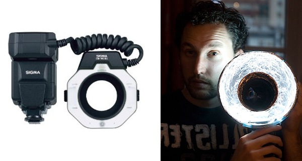Diptych showing a DIY Photography Lighting ring flash