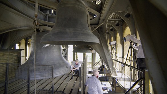 Researchers conducted the experiment without once touching the bell (pictured) by using lasers to map the vibrations inside the metal bell as it chimed