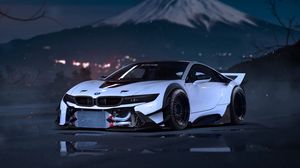 Превью обои bmw, i8, тюнинг, спорткар, вид спереди