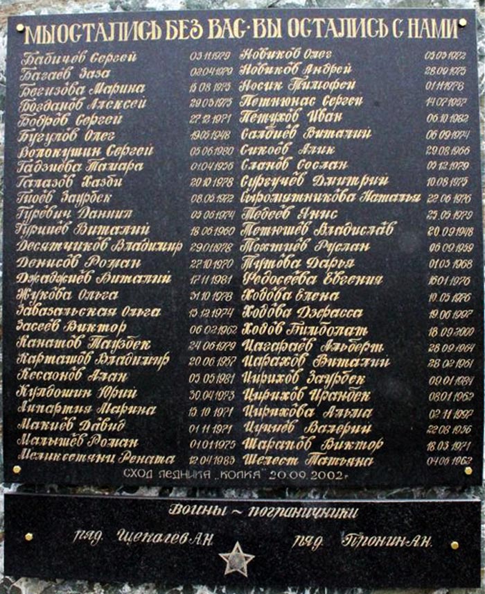 Плита монумента «Скорбящая мать» со списком пропавших без вести. Автор фото Vt-808. Источник wikipedia.org