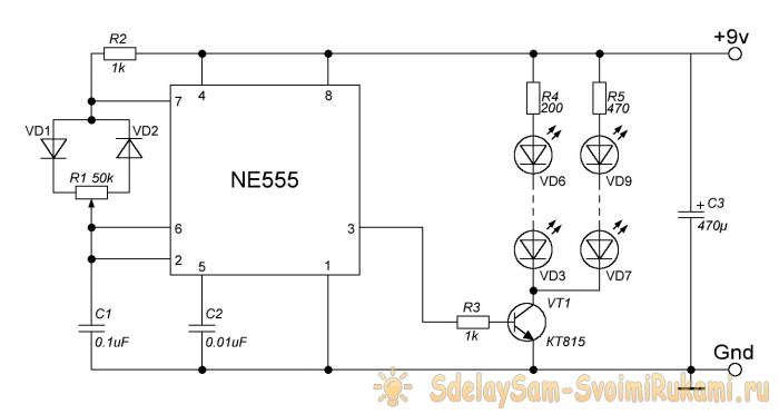 Простой ночник на микросхеме