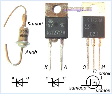 Цоколевка транзистора, диода и стабилитрона