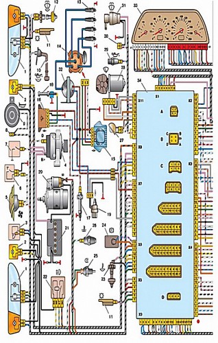 Схема электрооборудования автомобилей ВАЗ-2115-20 и 2115-01