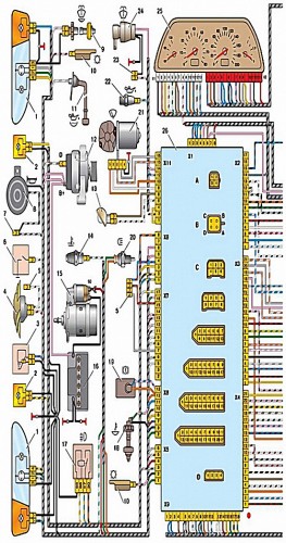 Схема электрооборудования автомобилей ВАЗ-2115-20 и 2115-01