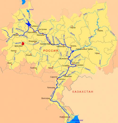 река Волга на карте